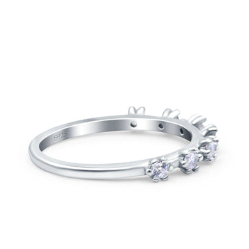 Half Eternity Ring Wedding Engagement Band Round Pave Simulated CZ 925 Sterling Silver (3mm)